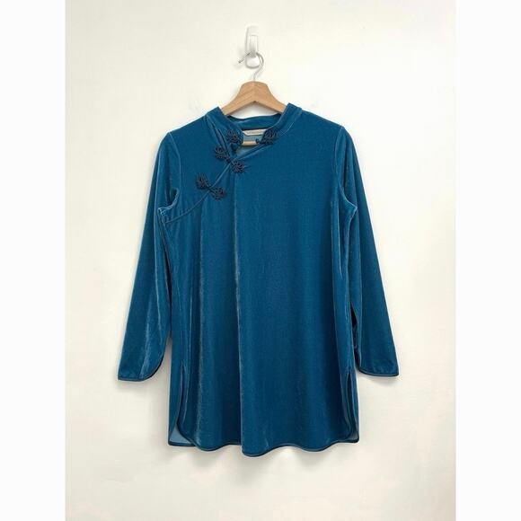 Soft Surroundings Velvet Frog Button Asian Inspired Mandarin Artsy Tunic XSP - Picture 9 of 9